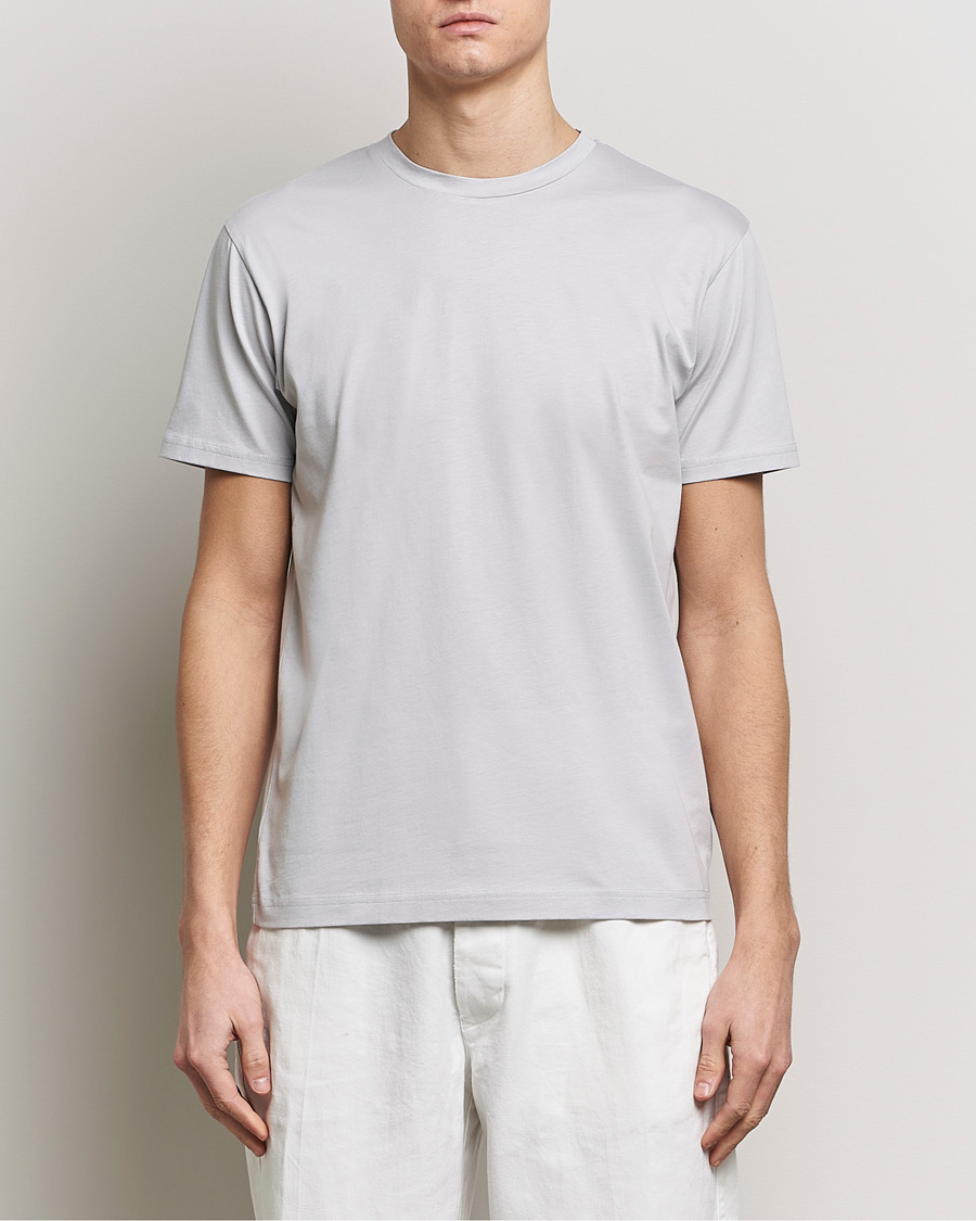 Men | Short Sleeve T-shirts | Sunspel | Riviera Midweight Tee Smoke