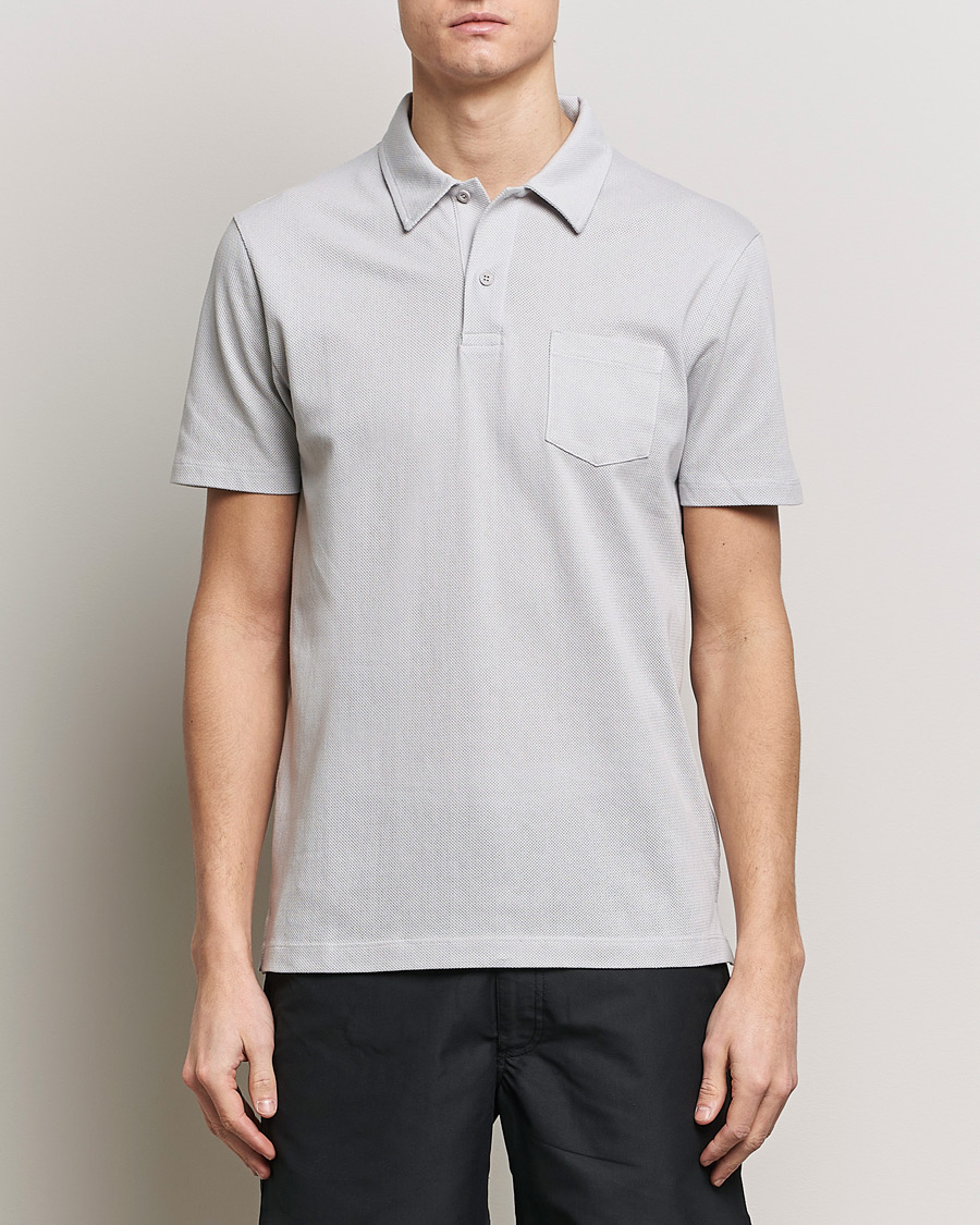 Men | Short Sleeve Polo Shirts | Sunspel | Riviera Polo Shirt Smoke