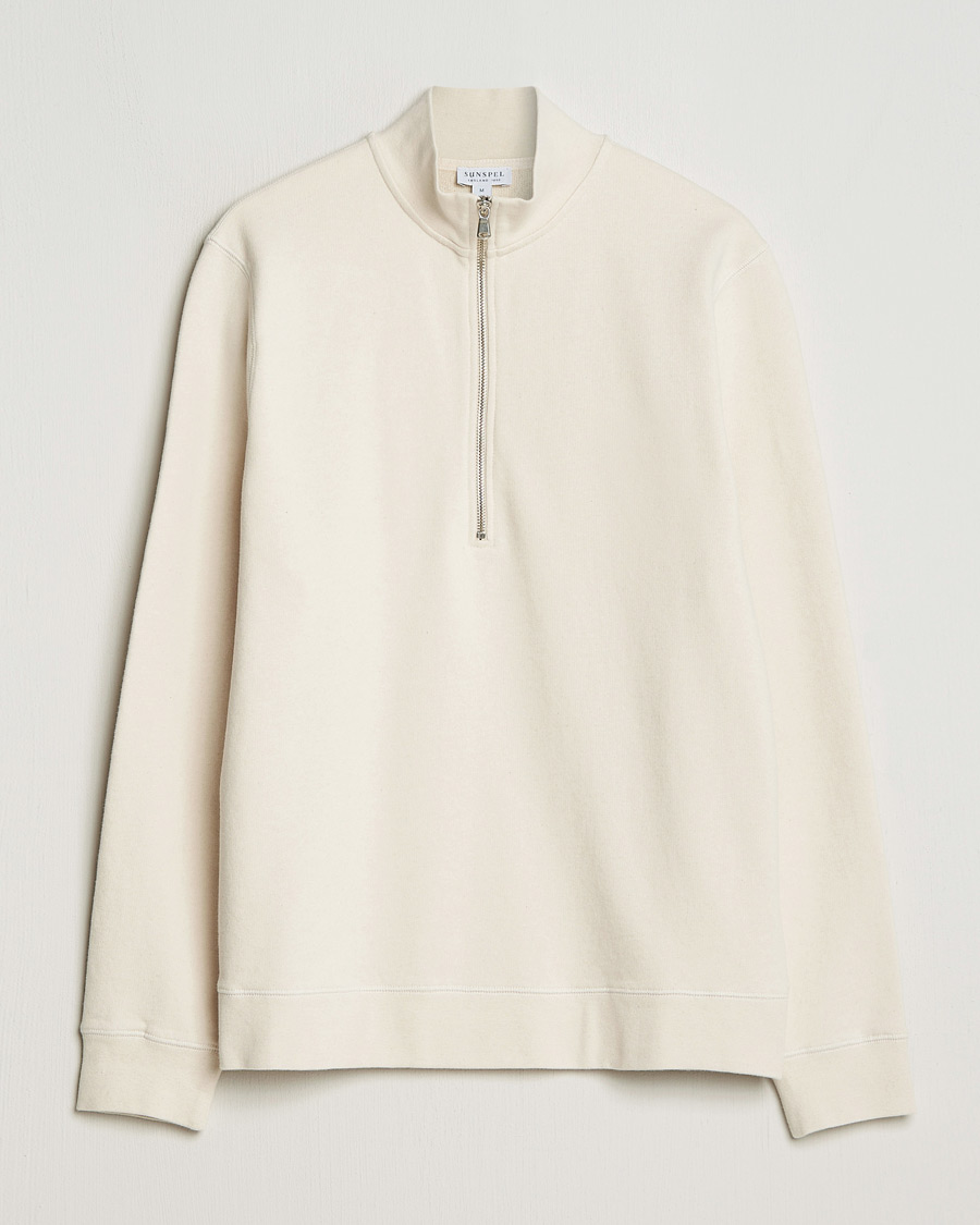 Men | Sweaters & Knitwear | Sunspel | Loopback Half Zip Sweatshirt Undyed