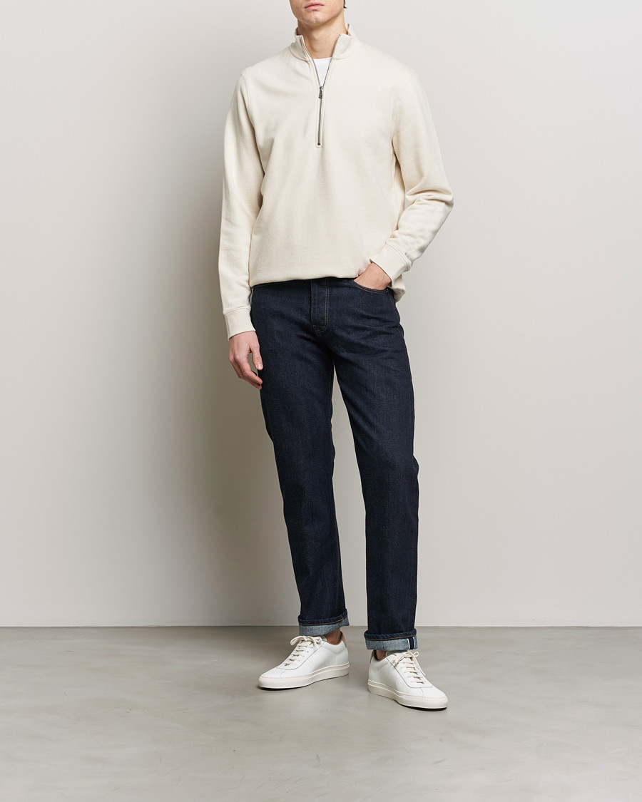 Men | Sweaters & Knitwear | Sunspel | Loopback Half Zip Sweatshirt Undyed