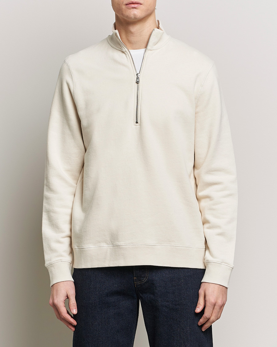 Men | Sweaters & Knitwear | Sunspel | Loopback Half Zip Sweatshirt Undyed