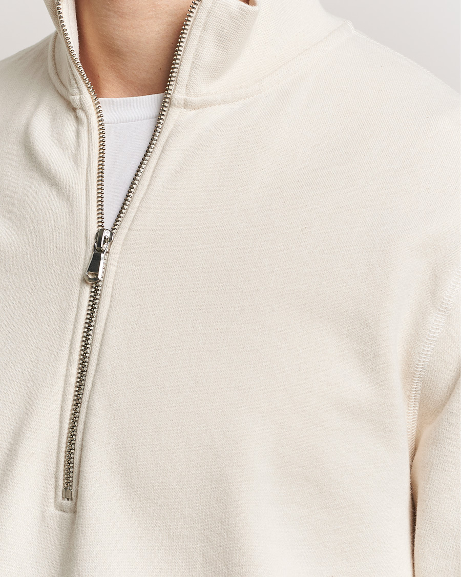 Men | Sweaters & Knitwear | Sunspel | Loopback Half Zip Sweatshirt Undyed