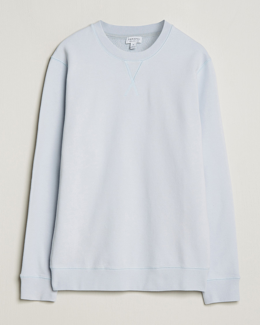 Men | Sweaters & Knitwear | Sunspel | Loopback Sweatshirt Light Blue