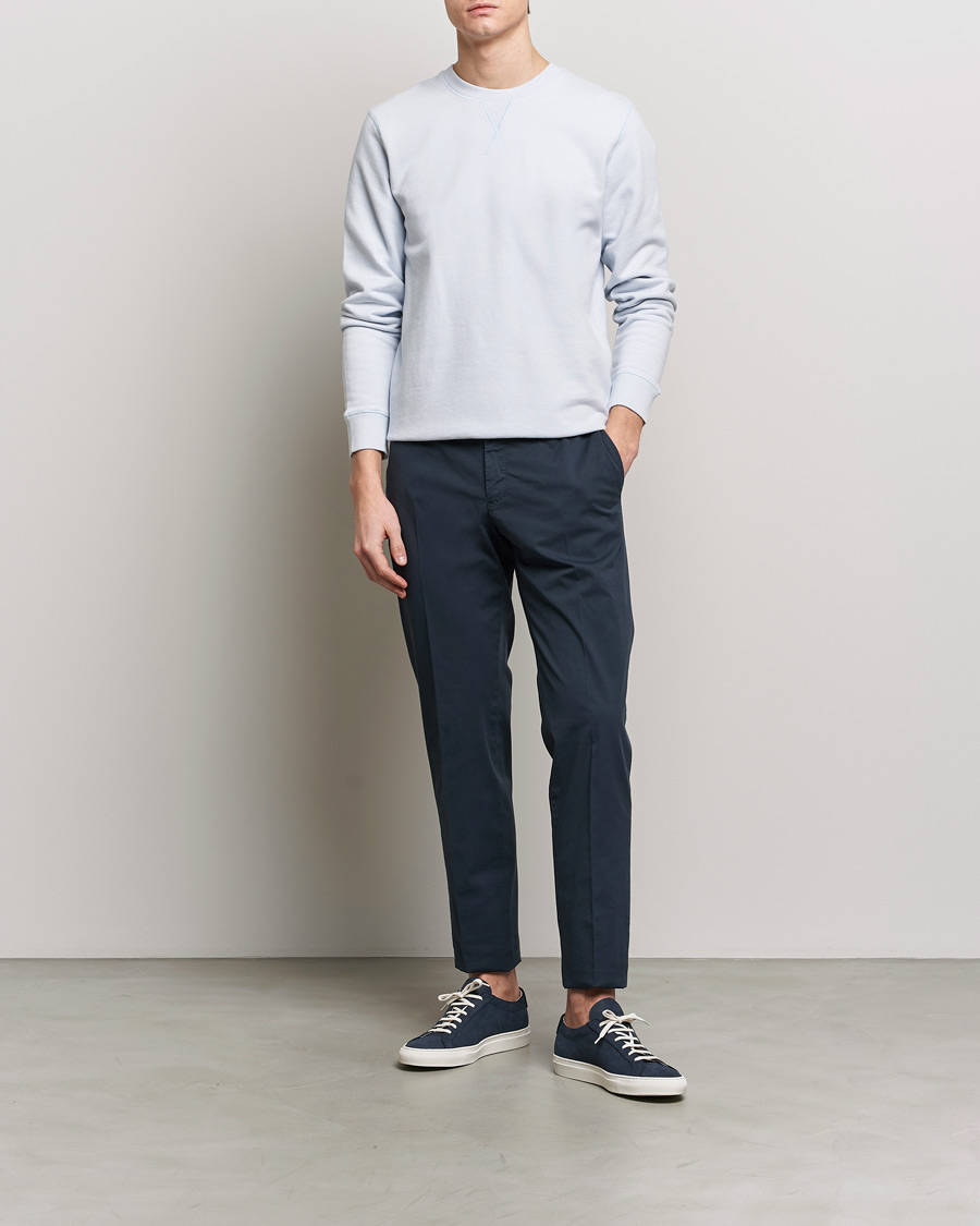Men | Sweaters & Knitwear | Sunspel | Loopback Sweatshirt Light Blue