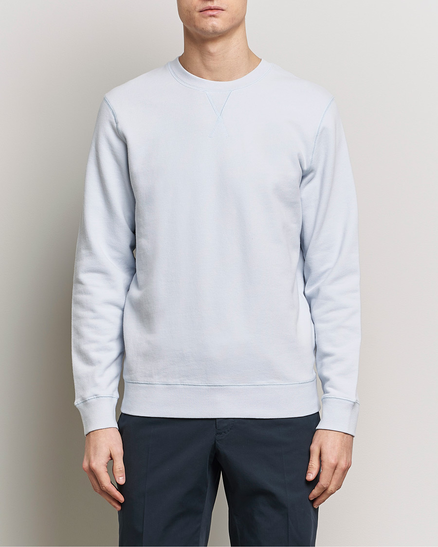 Men | Sweaters & Knitwear | Sunspel | Loopback Sweatshirt Light Blue