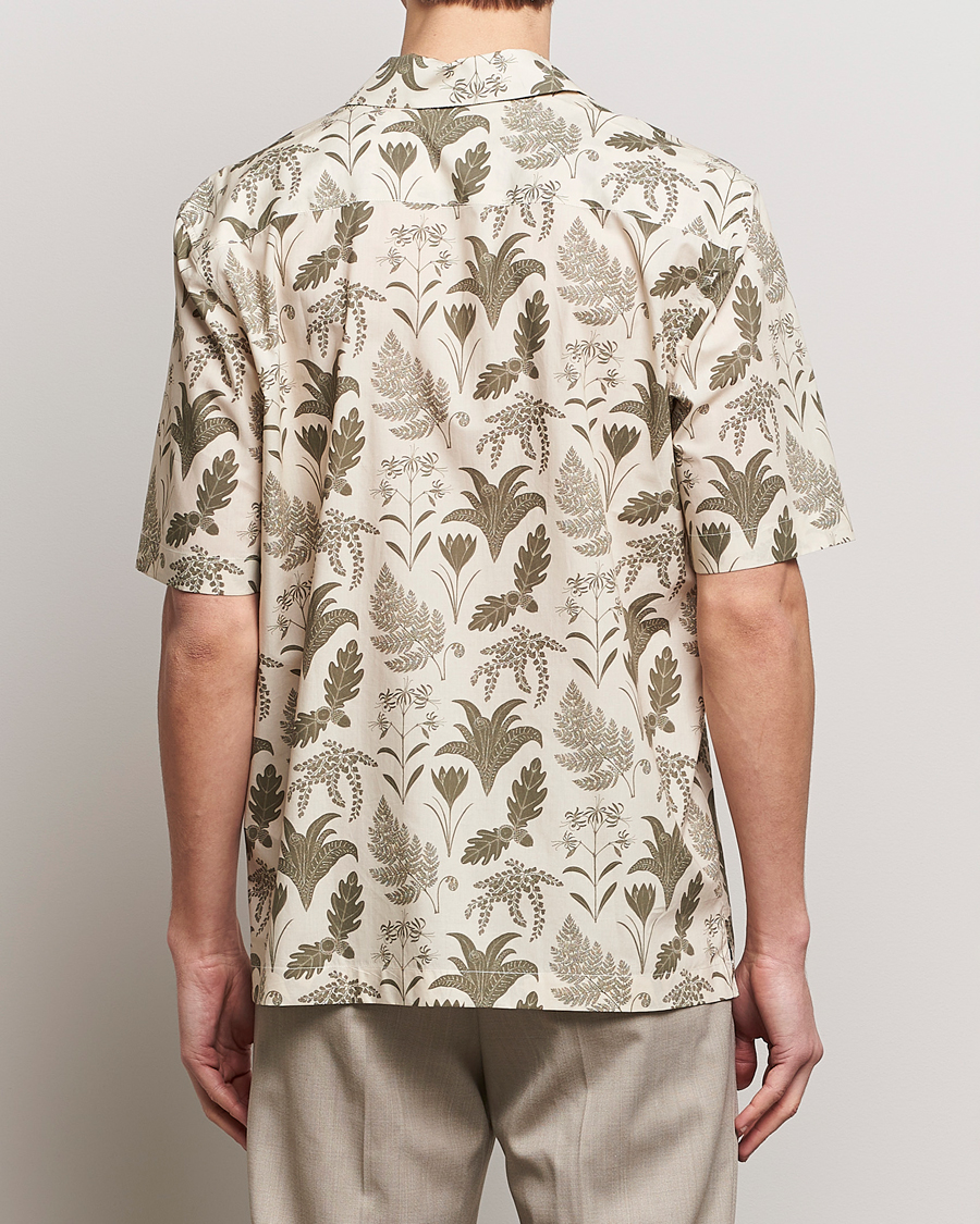 Men | Shirts | Sunspel | Katie Scott Short Sleeve Printed Resort Shirt Ecru