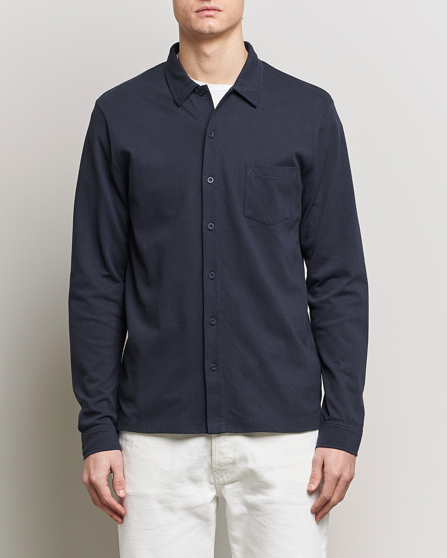 Men | Casual | Sunspel | Riviera Long Sleeve Shirt Navy