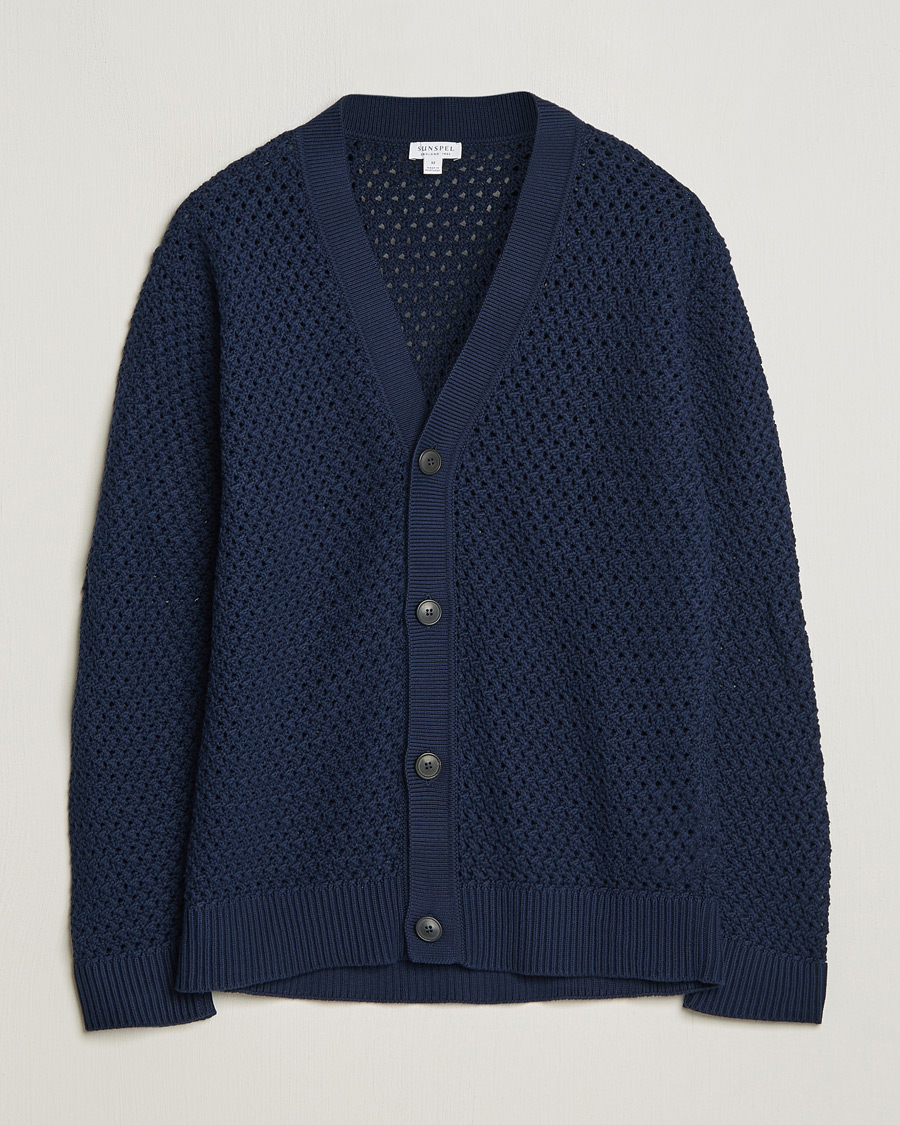 Men | Sweaters & Knitwear | Sunspel | Chunky Knit Cotton Cardigan Navy