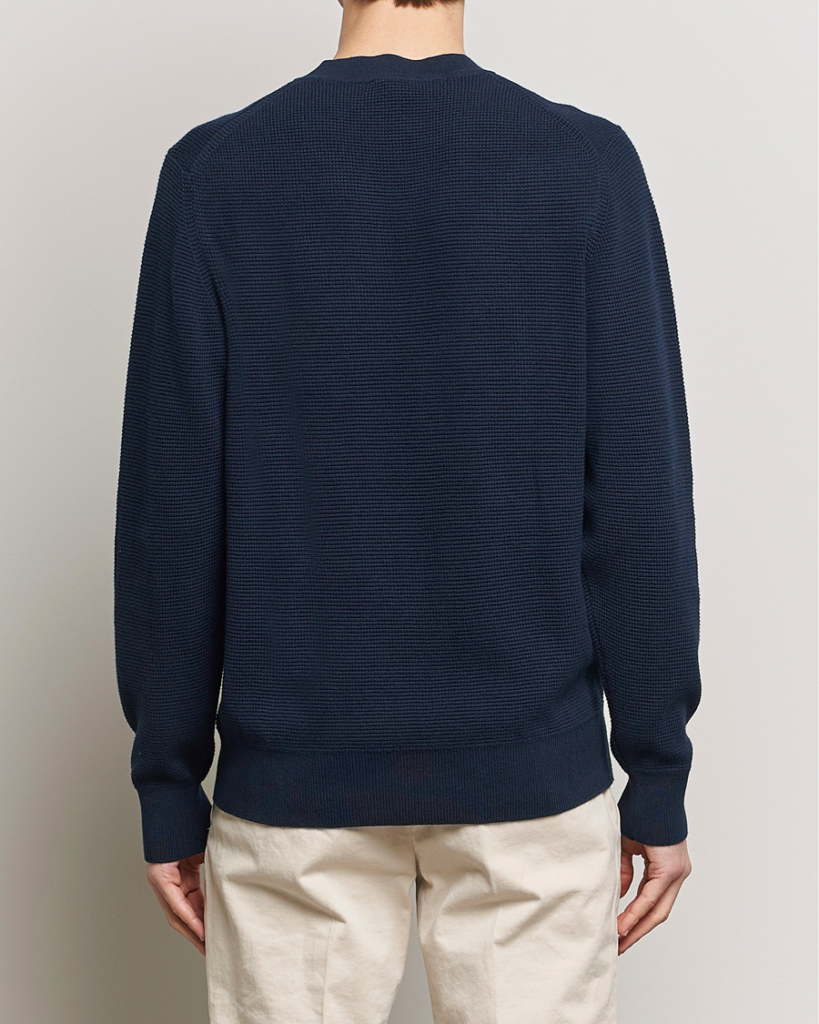 Sunspel Waffle Stitch Crew Neck Navy at CareOfCarl.com