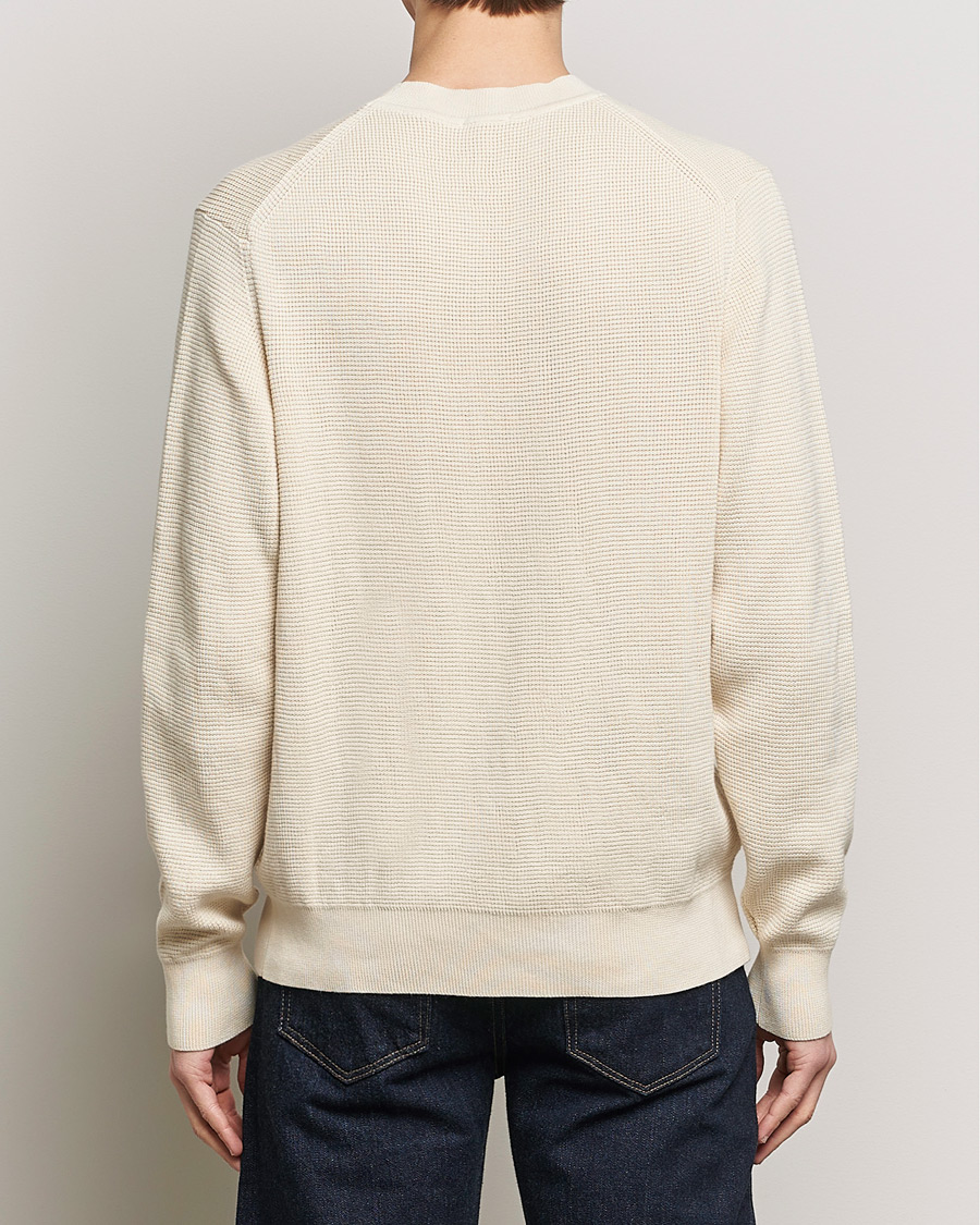 Men | Sweaters & Knitwear | Sunspel | Waffle Stitch Crew Neck Ecru