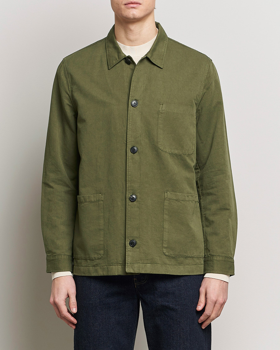 Men | Shirt Jackets | Sunspel | Twin Pocket Cotton/Linen Jacket Khaki