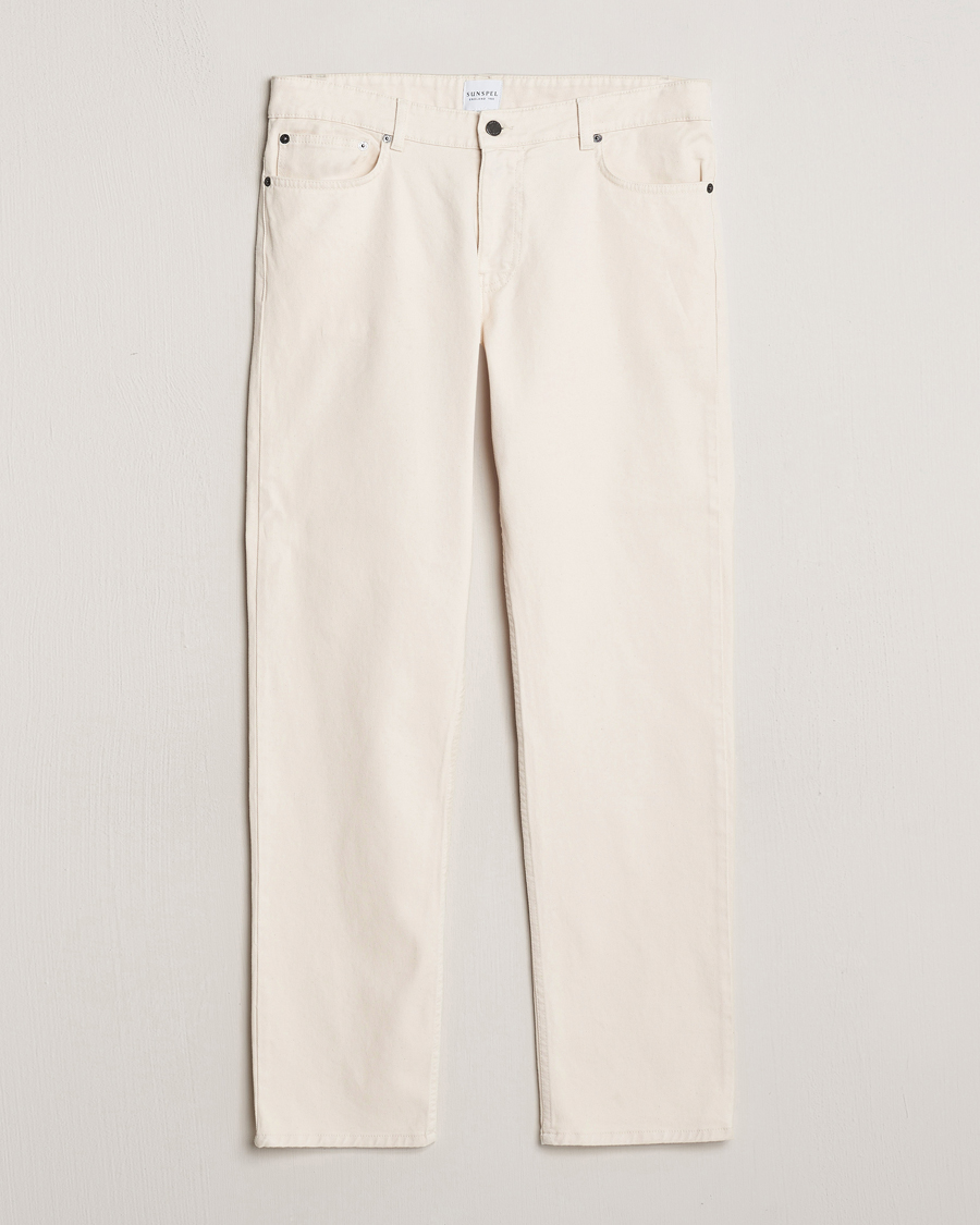 Men | Trousers | Sunspel | Five Pocket Cotton Twill Trousers Undyed