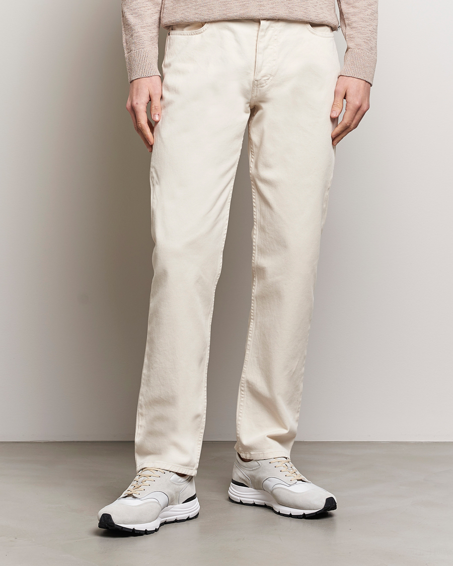 Men | Trousers | Sunspel | Five Pocket Cotton Twill Trousers Undyed