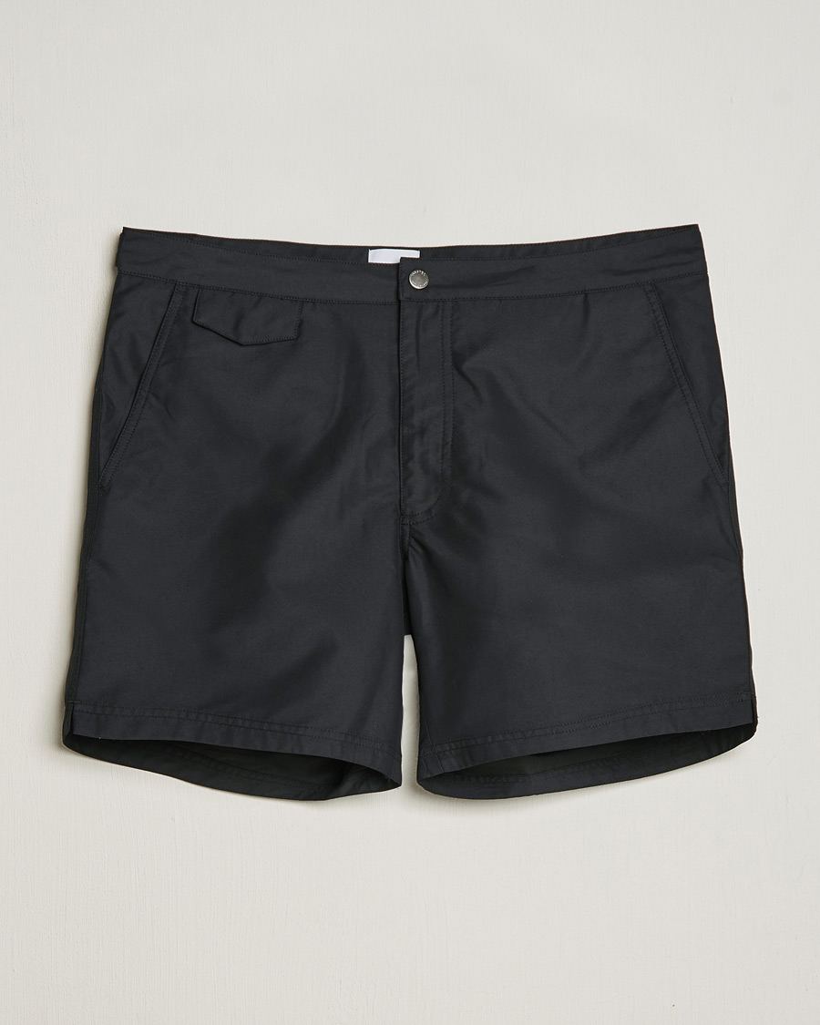 Men | Swimwear | Sunspel | Recycled Seaqual Tailored Swim Shorts Black