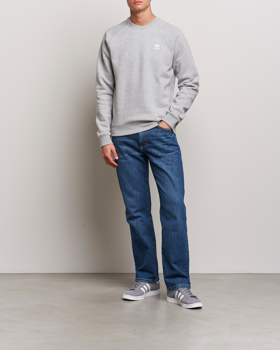 Men | Sweaters & Knitwear | adidas Originals | Essential Crew Neck Sweatshirt Grey Melange