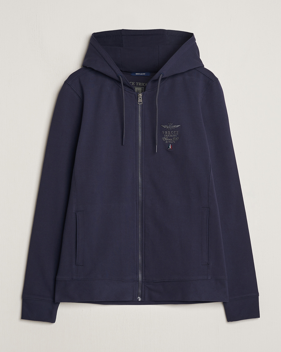 Men | Sweaters & Knitwear | Aeronautica Militare | Full Zip Hoodie Navy