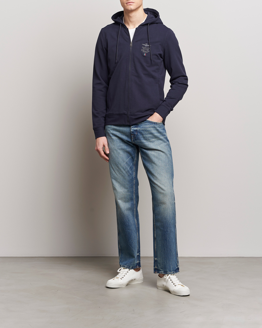 Men | Sweaters & Knitwear | Aeronautica Militare | Full Zip Hoodie Navy