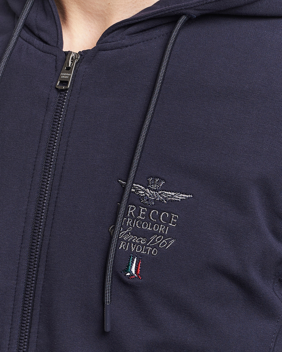 Men | Sweaters & Knitwear | Aeronautica Militare | Full Zip Hoodie Navy