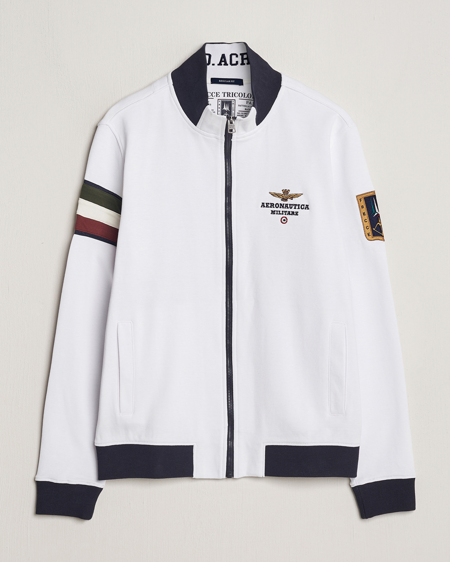 Men | Sweaters & Knitwear | Aeronautica Militare | Full Zip Tricolori Sweater Off White