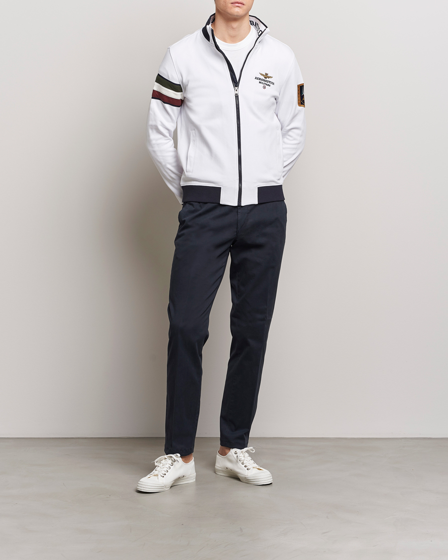 Men | Sweaters & Knitwear | Aeronautica Militare | Full Zip Tricolori Sweater Off White
