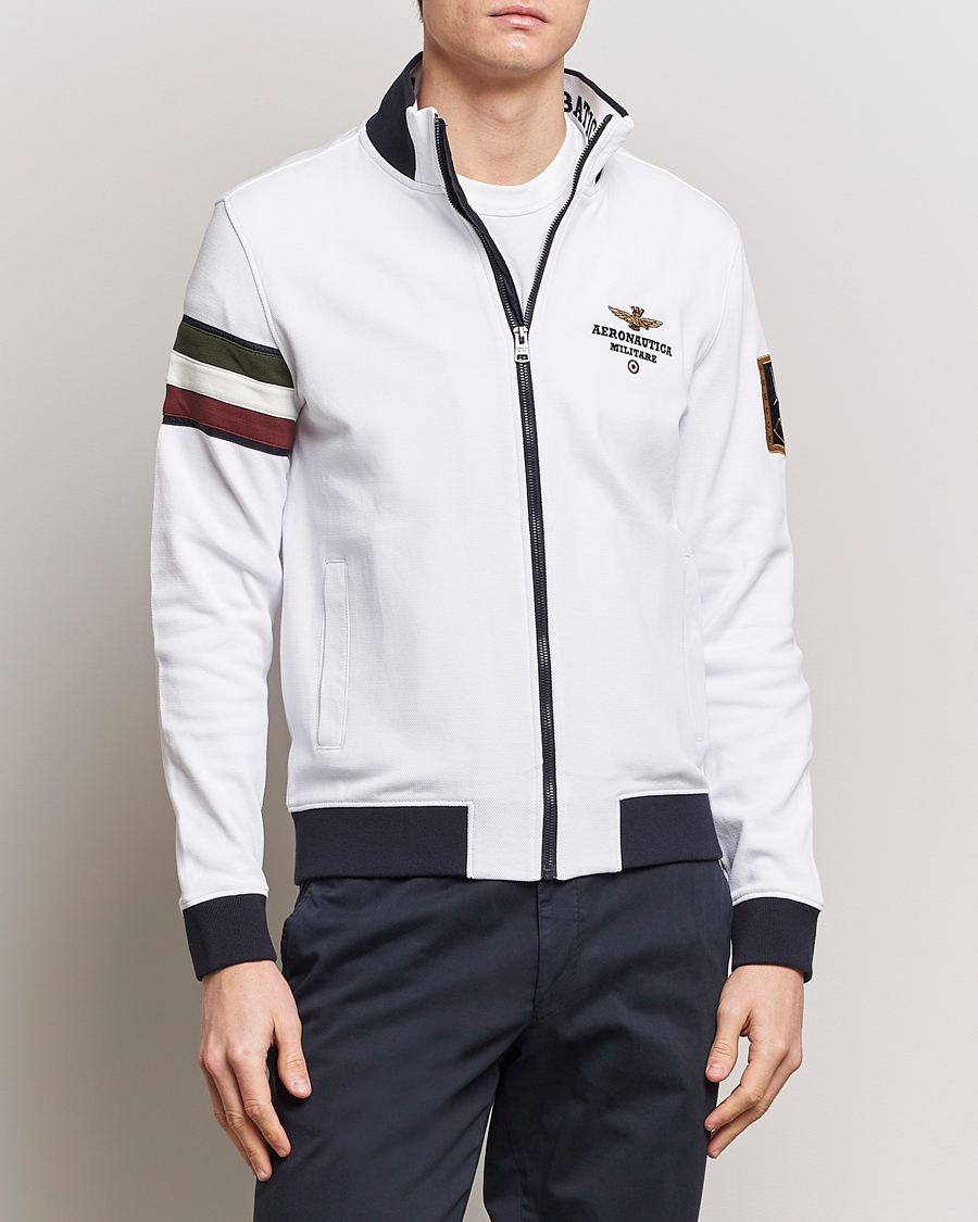 Mies |  | Aeronautica Militare | Full Zip Tricolori Sweater Off White