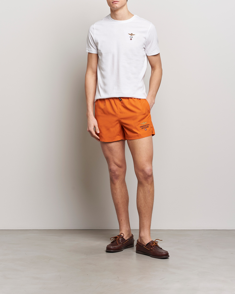 Men | Swimwear | Aeronautica Militare | Costume Swim Shorts Carrot Orange