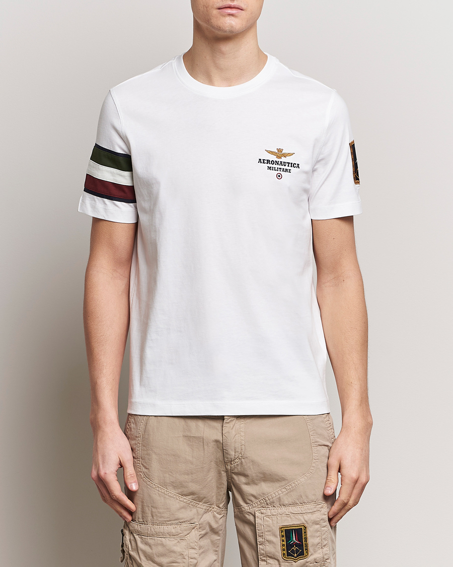 Men | T-Shirts | Aeronautica Militare | Tricolori Crew Neck T-Shirt Off White