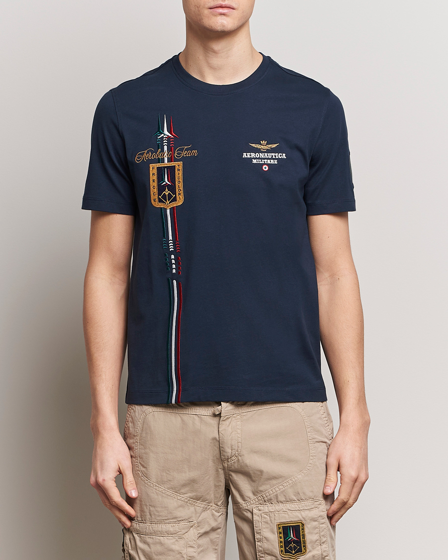 Men | T-Shirts | Aeronautica Militare | Tricolori Crew Neck T-Shirt Navy