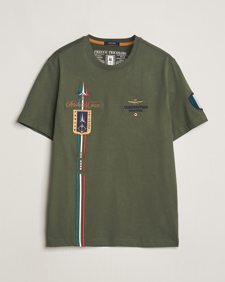 Men | T-Shirts | Aeronautica Militare | Tricolori Crew Neck T-Shirt Verde Green