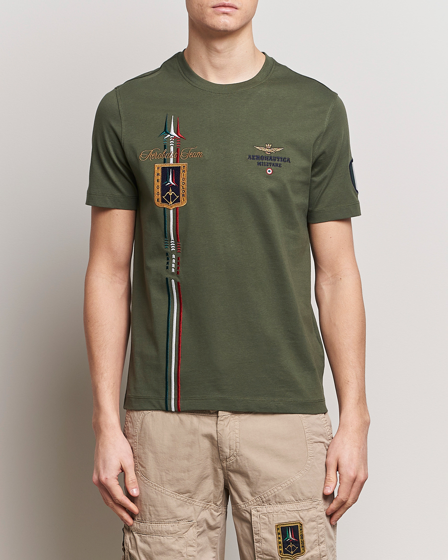Men | T-Shirts | Aeronautica Militare | Tricolori Crew Neck T-Shirt Verde Green