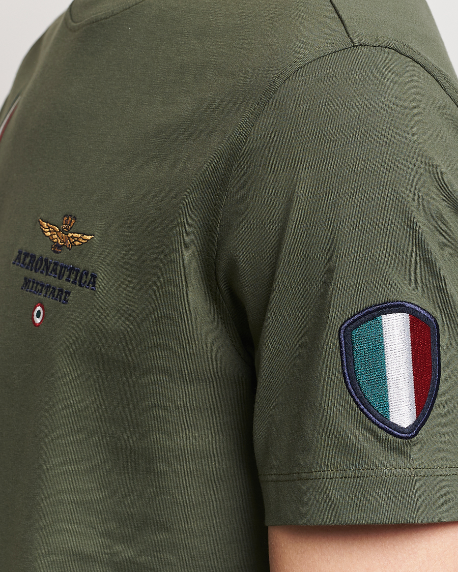 Men | T-Shirts | Aeronautica Militare | Tricolori Crew Neck T-Shirt Verde Green