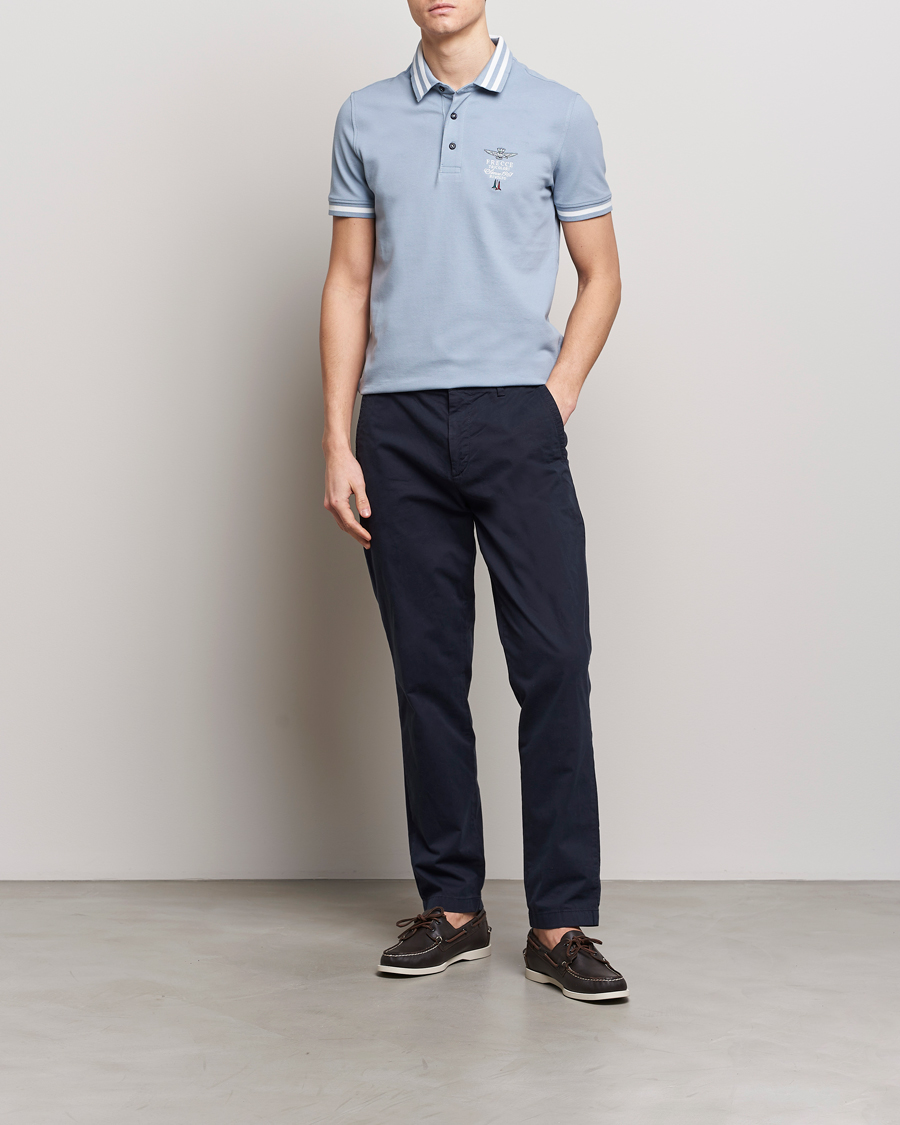 Men | Polo Shirts | Aeronautica Militare | Tipped Polo Glacier Blue