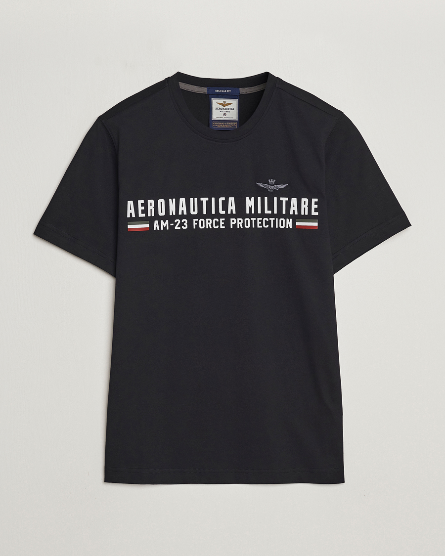 Men | T-Shirts | Aeronautica Militare | Logo Crew Neck T-Shirt Jet Black