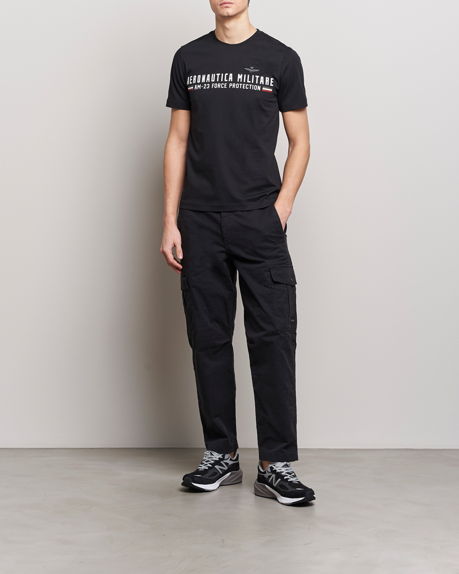 Men | T-Shirts | Aeronautica Militare | Logo Crew Neck T-Shirt Jet Black