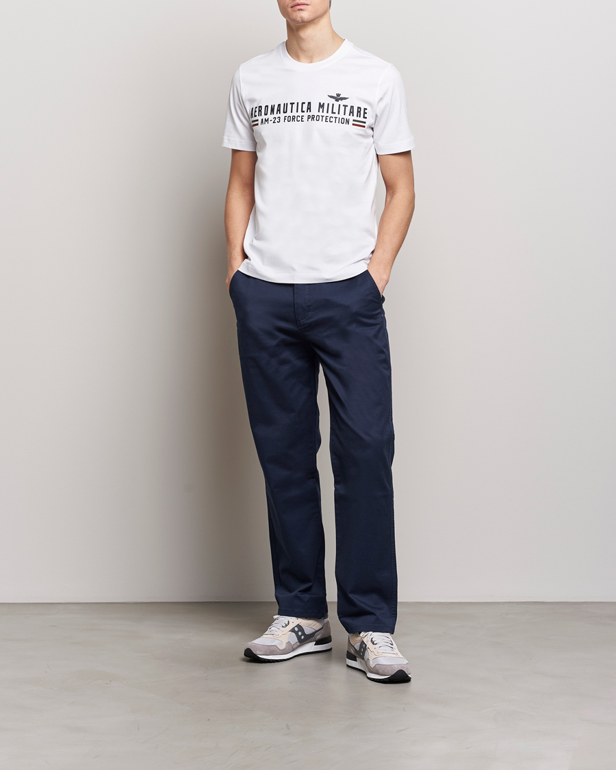 Men | T-Shirts | Aeronautica Militare | Logo Crew Neck T-Shirt Off White