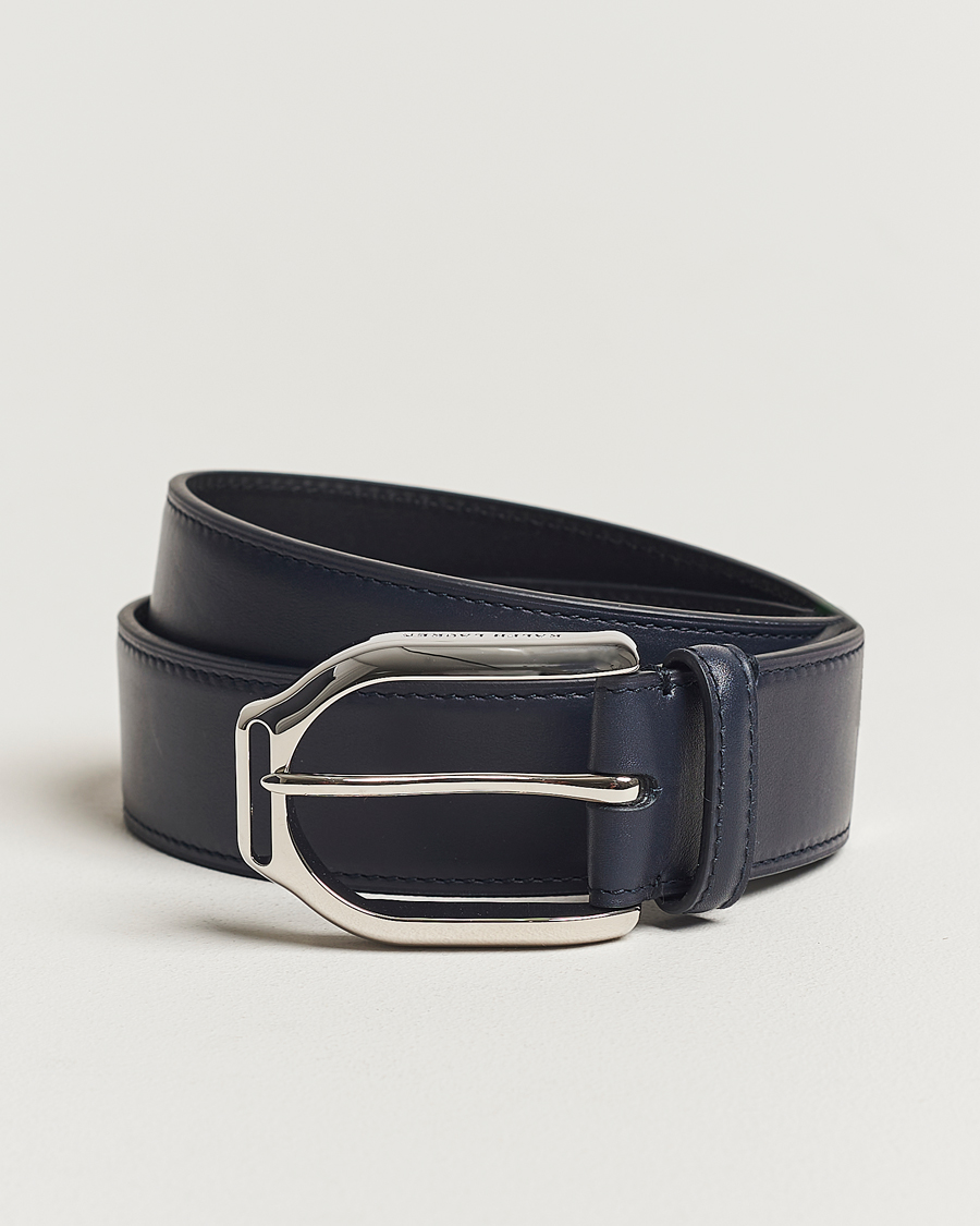 Men | Ralph Lauren Purple Label Darwin Leather Belt Navy Calf | Ralph Lauren Purple Label | Darwin Leather Belt Navy Calf