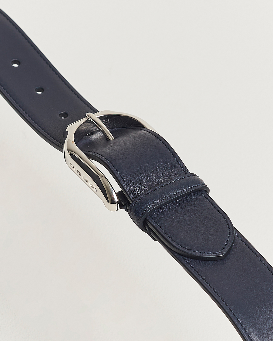 Ralph Lauren Purple Label Darwin Leather Belt Navy Calf at