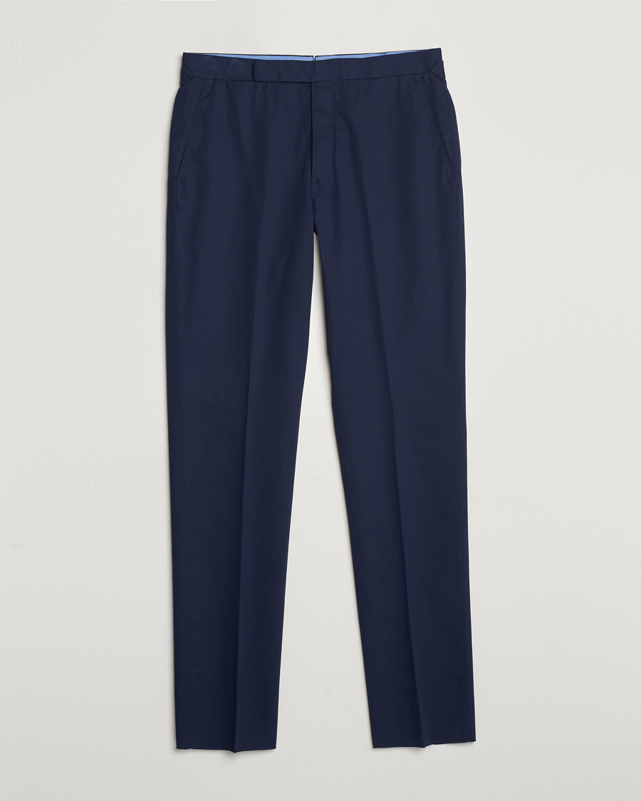 Men | Trousers | Ralph Lauren Purple Label | Cotton Poplin Trousers Spring Navy