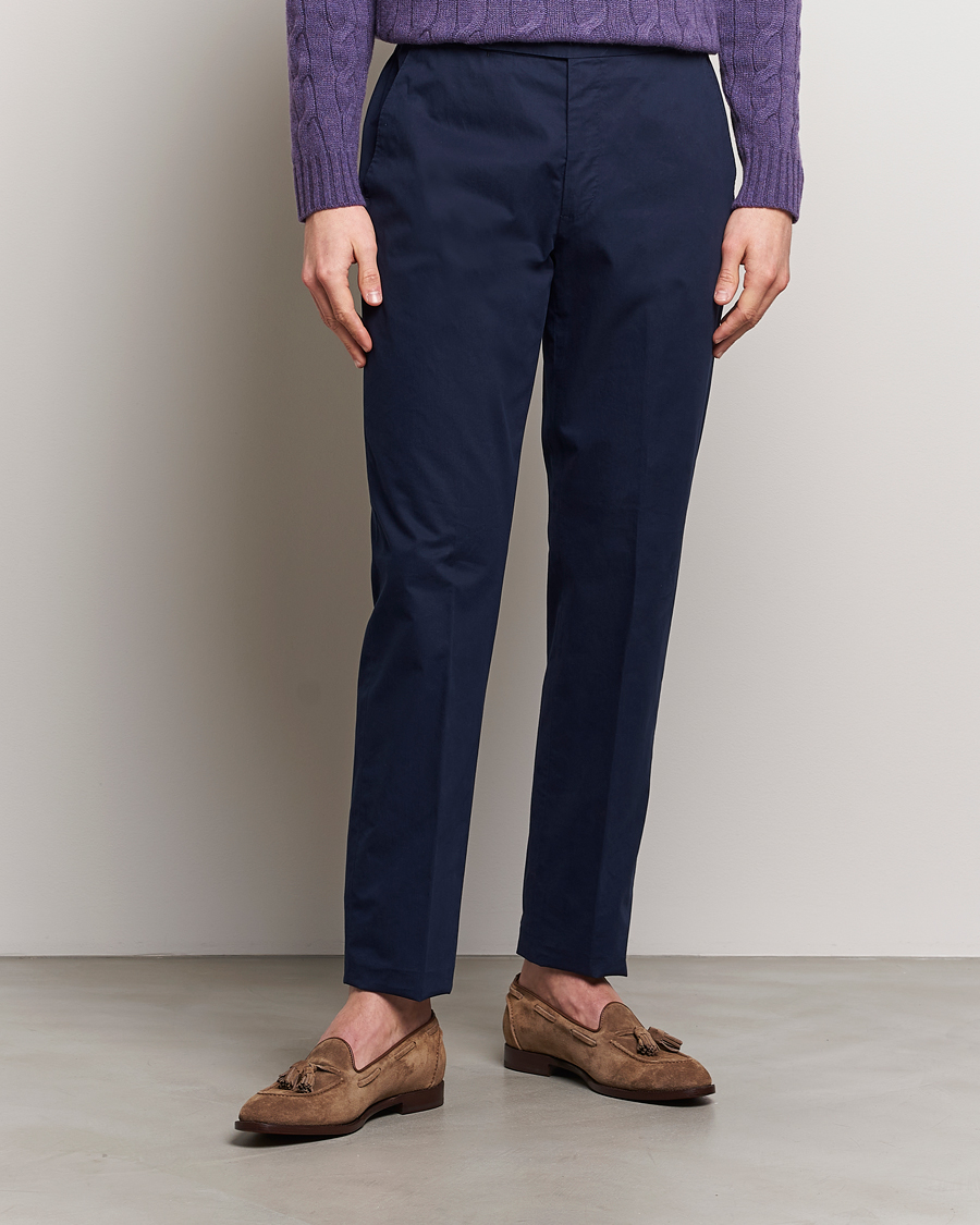 Men | Clothing | Ralph Lauren Purple Label | Cotton Poplin Trousers Spring Navy