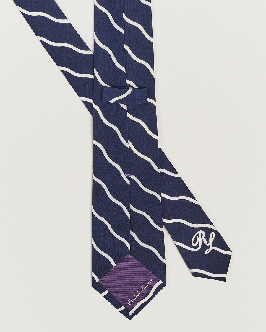 Men | Luxury Brands | Ralph Lauren Purple Label | Striped Silk Tie Navy/White