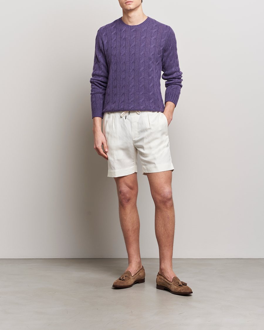 Men | Shorts | Ralph Lauren Purple Label | Linen/Silk Drawstring Shorts White