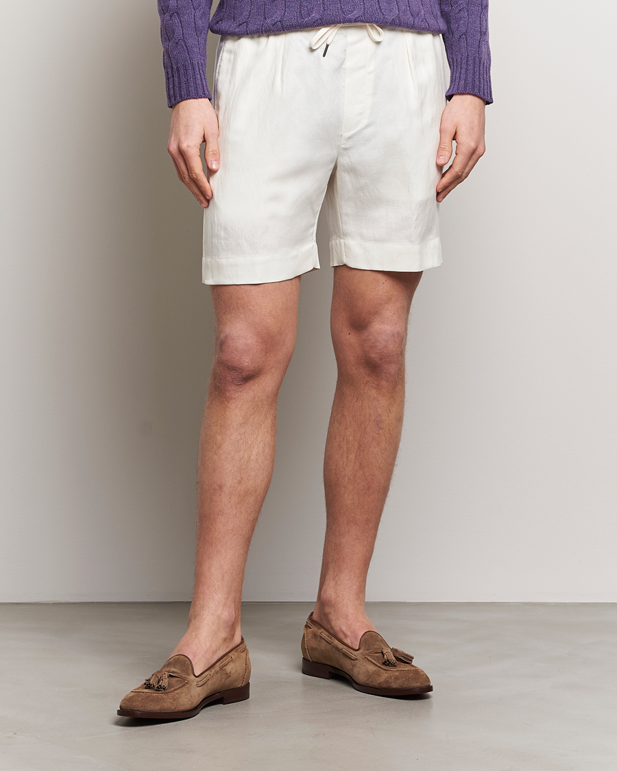 Men | Clothing | Ralph Lauren Purple Label | Linen/Silk Drawstring Shorts White