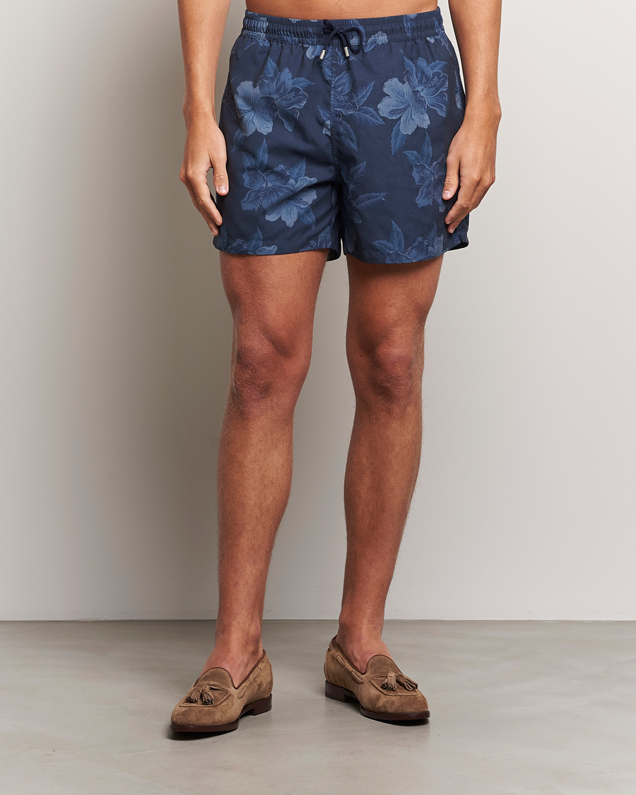Men | Swimwear | Ralph Lauren Purple Label | Amalfi Swim Shorts Navy Hibiscus