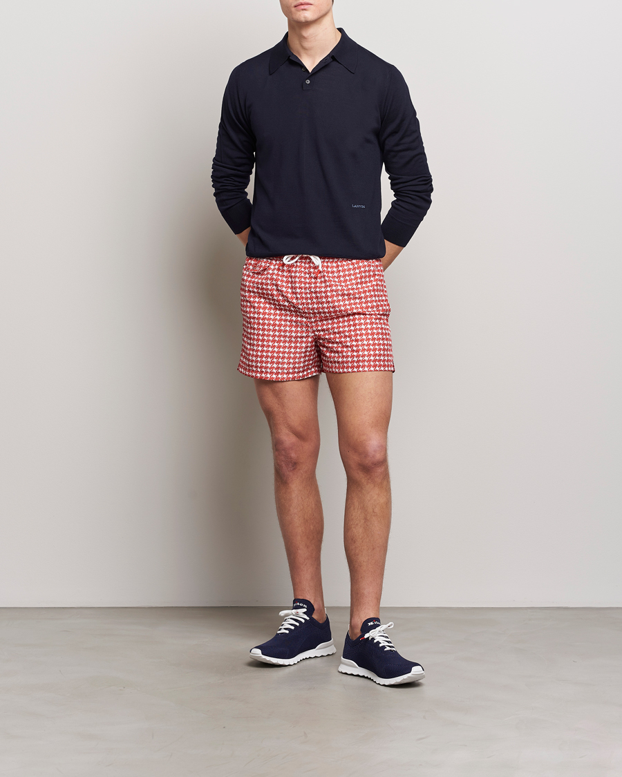 Men | Swimwear | Kiton | Printed Nylon Swim Shorts Red