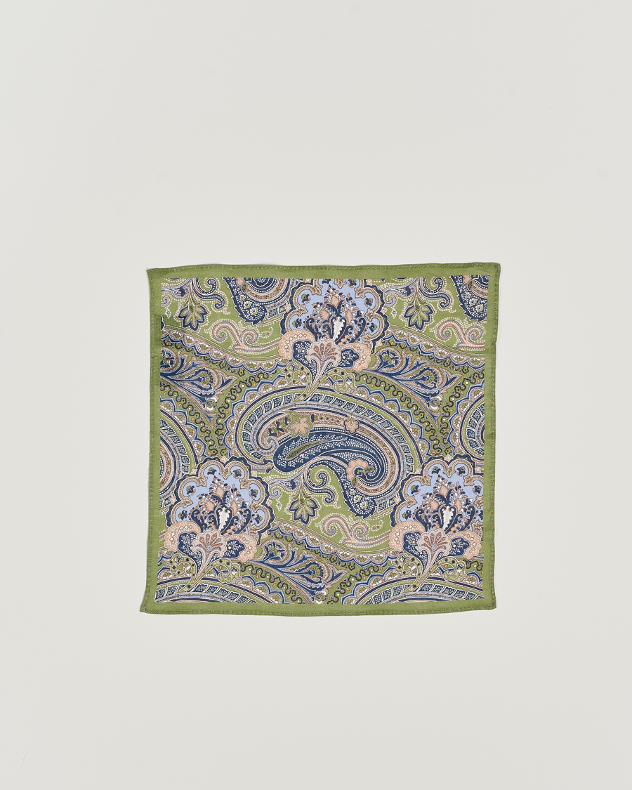 Men | Amanda Christensen Box Set Printed Linen 8cm Tie With Pocket Square Green | Amanda Christensen | Box Set Printed Linen 8cm Tie With Pocket Square Green