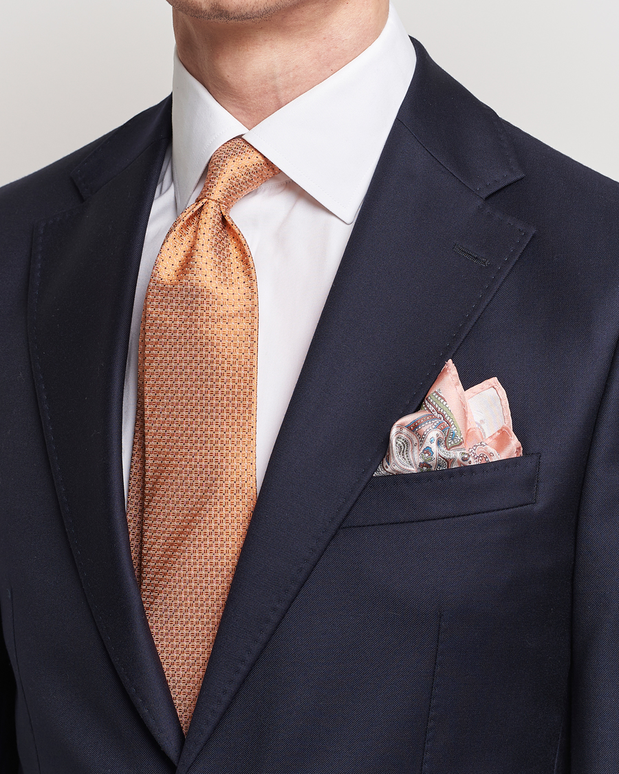 Men | Business & Beyond | Amanda Christensen | Box Set Silk Twill 8cm Tie With Pocket Square Orange