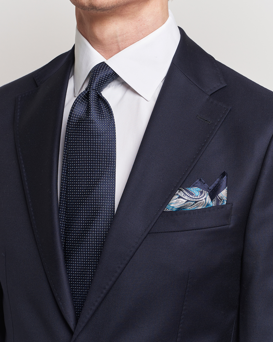 Men |  | Amanda Christensen | Box Set Silk Twill 8cm Tie With Pocket Square Navy