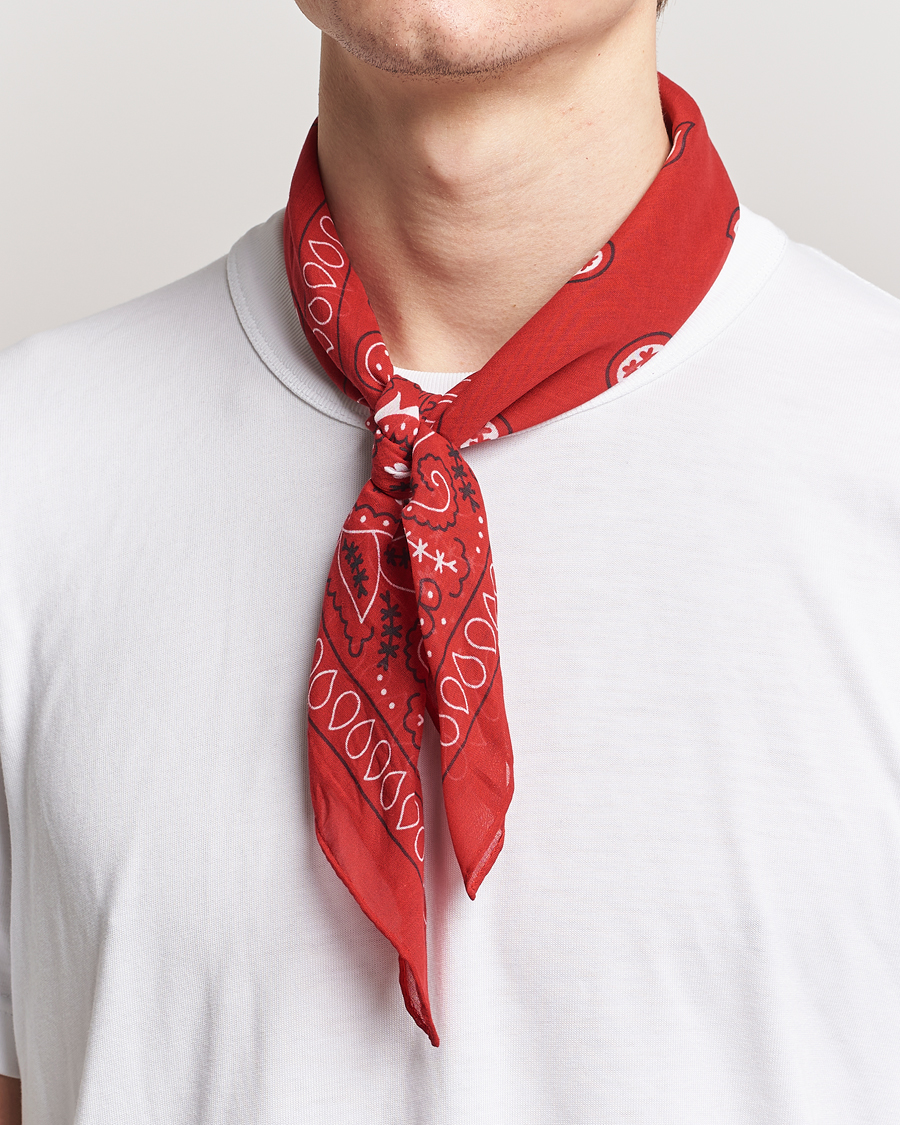 Men | Amanda Christensen Cotton Voilé Printed Paisley Bandana Red | Amanda Christensen | Cotton Voilé Printed Paisley Bandana Red