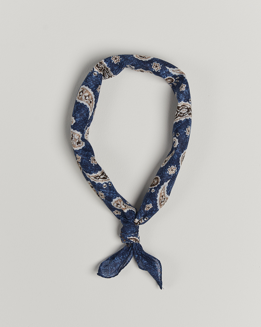 Men | Amanda Christensen Cotton Voilé Printed Paisley Bandana Navy | Amanda Christensen | Cotton Voilé Printed Paisley Bandana Navy