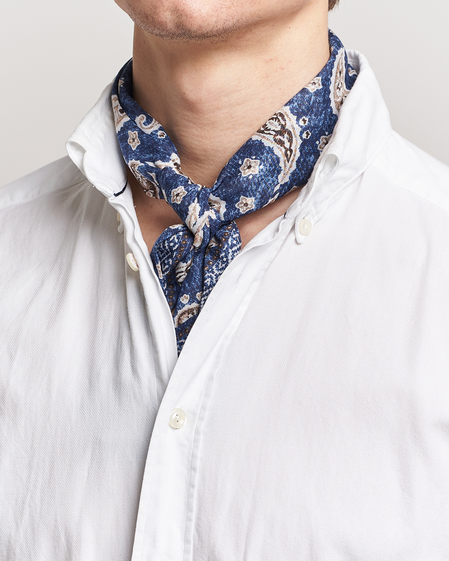 Men | Amanda Christensen Cotton Voilé Printed Paisley Bandana Navy | Amanda Christensen | Cotton Voilé Printed Paisley Bandana Navy
